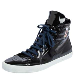 Yves Saint Laurent Black Patent Leather High Top Sneakers Size 41