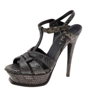 مملوكة مسبقًا Saint Laurent Python Tribute Platform Sandals Size 35.5