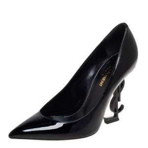 Pre Owned Yves Saint Laurent Black Patent Leather   Opyum Pumps Size 36.5