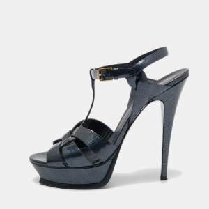 Yves Saint Laurent Blue Leather Tribute Sandals Size 41