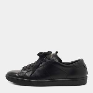 Pre Owned Yves Saint Laurent Black Leather Low Top Sneakers Size 37