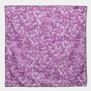 Yves Saint Laurent Rive Gauche Purple Flower Print Cotton Scarf