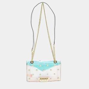 Pre Owned Zac Posen Earthette Pearl Embellished Iridescent PVC Shoulder Bag