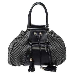 Zac Posen Black/White Leather Beatrice Hobo