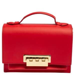 Zac Posen Red Leather Eartha Chic Top Handle Bag