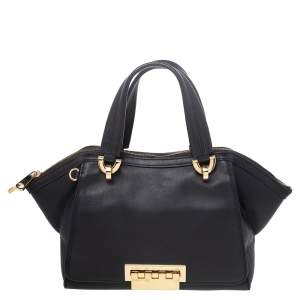 Zac Posen Black Leather Eartha Double Handle Satchel