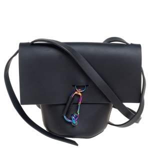 Zac Posen Black Leather Belay Oil Slick Crossbody Bag