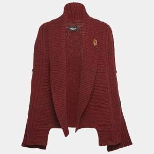 Zadig & Voltaire Burgundy Rib Knit Shawl Collar Mystic Cardigan M/L