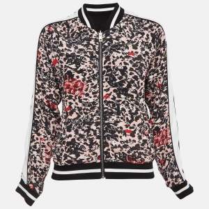 Zadig & Voltaire Pink/Black Printed Crepe Reversible Billy Leo Jacket M