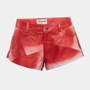 Zadig & Voltaire Red Leather Saya Patch Shorts M