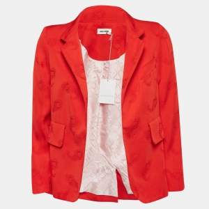 Zadig & Voltaire Red Paisley Jacquard Open Front Verys Jacket S