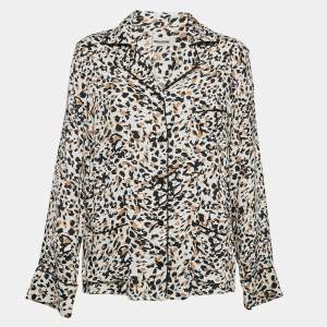Zadig & Voltaire Brown Leopard Print Crepe Tradi Shirt S