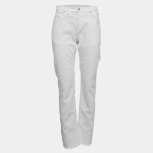 Zadig & Voltaire White Denim Frayed Hem David Jeans L Waist 31"