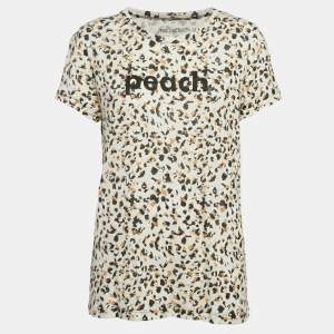 Zadig & Voltaire Beige Leopard Print Linen Jersey Oversized T-Shirt L