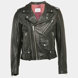 Zadig & Voltaire Black Leather Zip Detail Louis Jacket XL