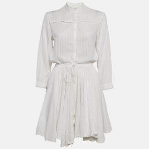 Zadig & Voltaire White Stripe Cotton Asymmetric Ranil Dress S