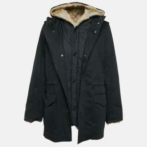 Zadig & Voltaire Black Cotton and Fur Hooded Kinian Deluxe  Jacket S