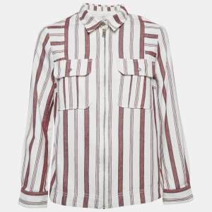 Zadig & Voltaire White/Red Striped Cotton Tach Raye Shirt S