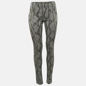 Zadig & Voltaire Grey Pharell Python Print Cotton Skinny Pants M