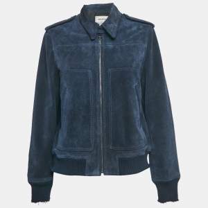 Zadig & Voltaire Blue Suede Zip Front Leonna Jacket M