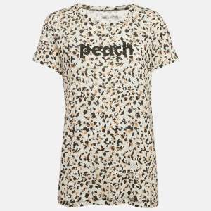 Zadig & Voltaire Beige Leopard Print Gauze Jersey Walk Oversized T-Shirt L
