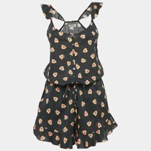 Zadig & Voltaire Black Call Print Cotton Coeur Playsuit M