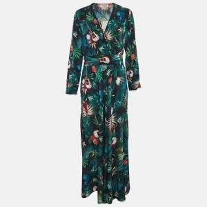 Zadig & Voltaire Multicolor Jungle Print Crepe Roumi Long Dress XS