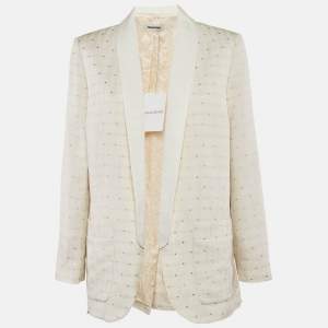 Zadig & Voltaire Off-White Star Jacquard Open Front Verdun Blazer M