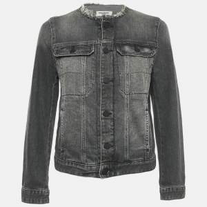 Zadig & Voltaire Grey Washed Denim Collar Neck Jacket M