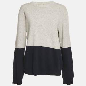 Zadig & Voltaire Grey/Navy Blue Wool Crew Neck Rod Jumper M