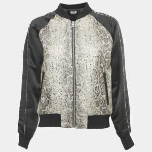 Zadig & Voltaire Deluxe Grey Jacquard and Satin Billy Snake Jacket M