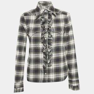 Pre Owned Zadig & Voltaire Green Checks Cotton Trissy Carreaux Shirt XS