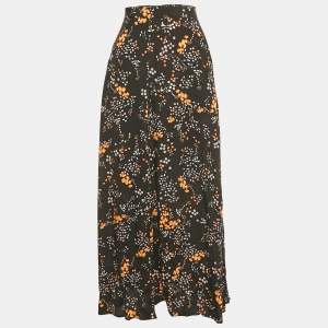 Pre Owned Zadig & Voltaire Black Crepe Judith Spark Flowers Midi Skirt S
