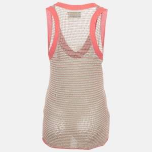 Pre Owned Zadig & Voltaire Blue/Pink Lurex Joss Fishnet Tank Top S