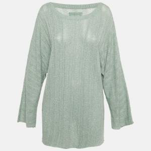 Pre Owned Zadig & Voltaire Mint Green Lurex Knit Sweater L