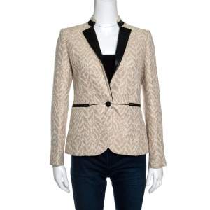 Zadig and Voltaire Beige Lurex Detail Leather Trim Detail Victana Deluxe Blazer S