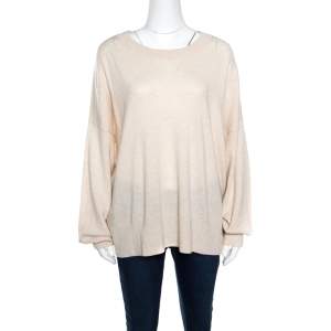Zadig and Voltaire Beige Wool Sequined Elbow Trim Rony Patch Sweater M