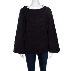 Zadig and Voltaire Deluxe Anthracite Kimono Sleeve Flint Cashmere Sweater L