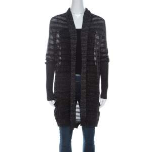 Zadig and Voltaire Black & Silver Lurex Knit Dana Pointelle CRL Cardigan XS