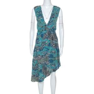 Zadig and Voltaire Green Printed Knit Sleeveless Root Dress S