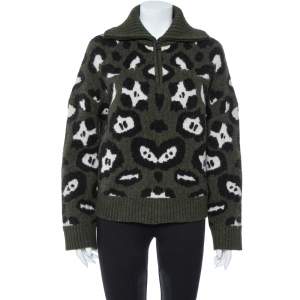 Zadig & Voltaire Green Leopard Pattern Wool Taliah Sweater XS/S