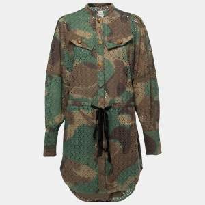 Zadig and Voltaire Green Camouflage Print Cotton Short Dress S