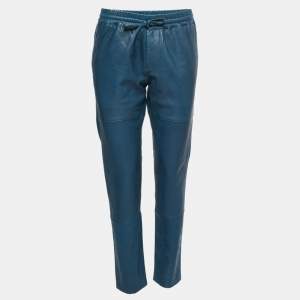 Zadig and Voltaire Blue Lambskin Leather Trousers M