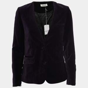 Zadig and Voltaire Dark Purple Velvet Single-Breasted Blazer S