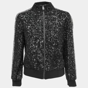 Zadig & Voltaire Black Sequined Track Jacket L