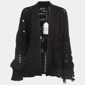 Zadig & Voltaire Black Cable Knit Wool Dalia Cardigan L