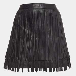 Zadig & Voltaire Black Fringed Leather Mini Skirt M