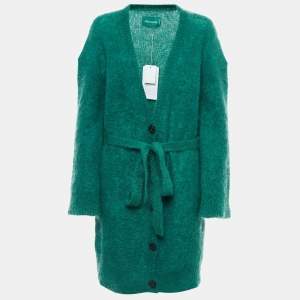 Zadig & Voltaire Green Mohair Belted Buttoned Cardigan M/L