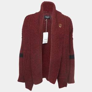 Zadig & Voltaire Burgundy Wool Knit Open Front Cardigan XS/S