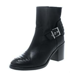 Zadig and Voltaire Black Leather Carmine Block Heel Ankle Boots Size 37